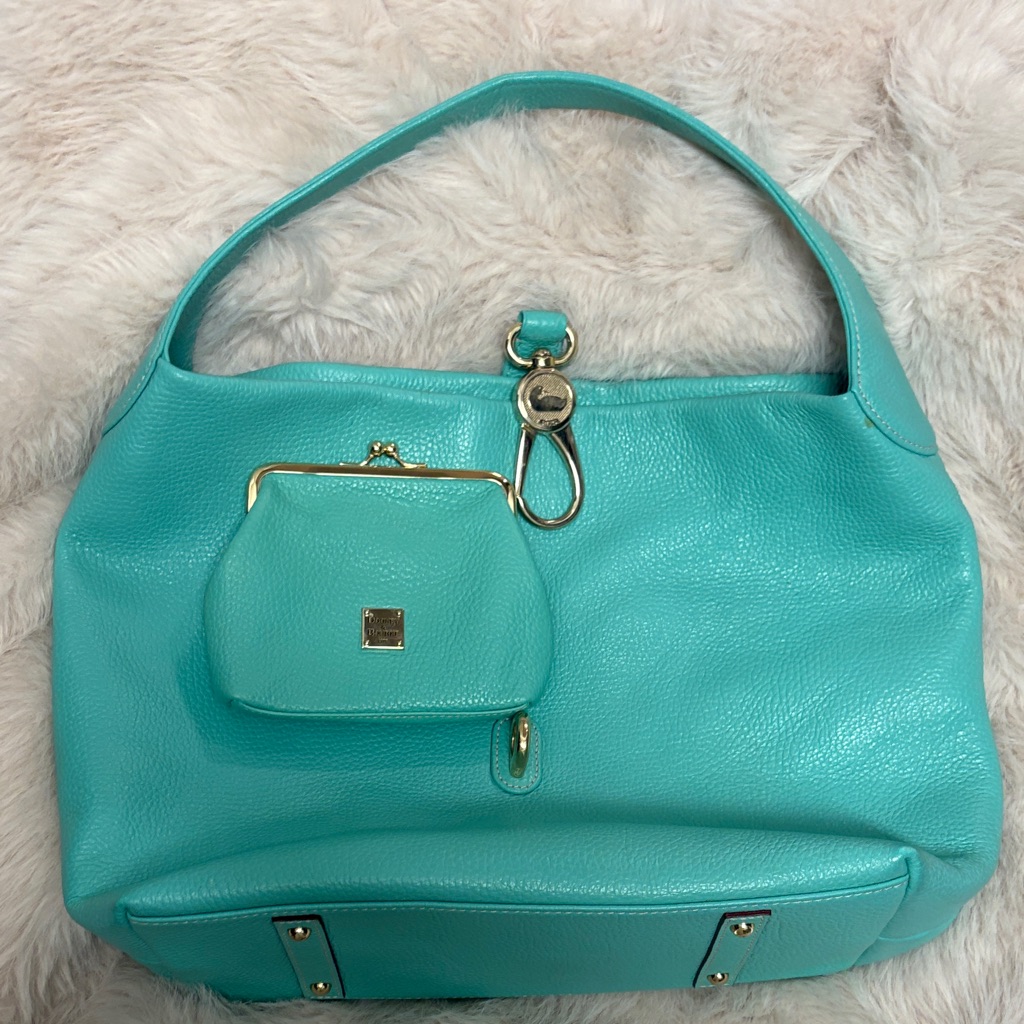Dooney & Bourke Turquoise Leather Clutch With Wallet